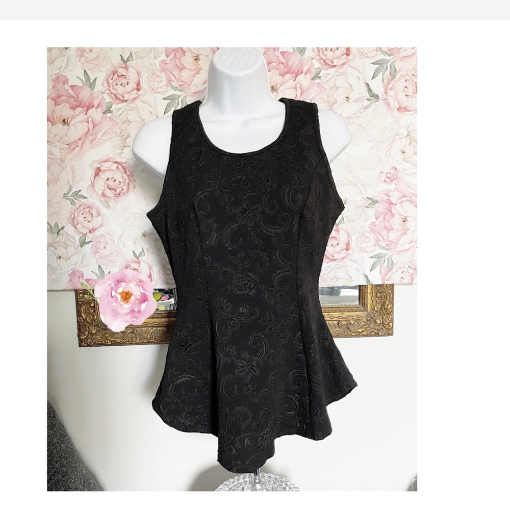 Black Floral Peplum Tank
